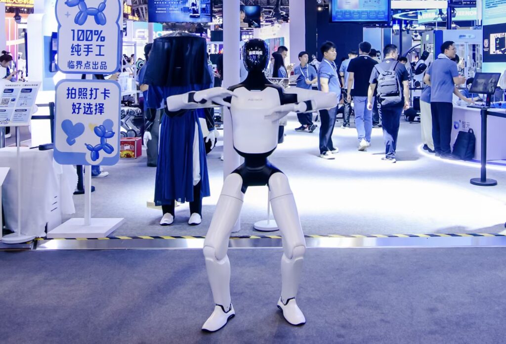 The Agibot A3 Ultra humanoid robot on display at WAIC 2026 in Shanghai.